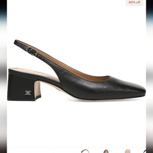Sam Edelman Terra Leather Black Slingback Heels NWT NIB Size 8